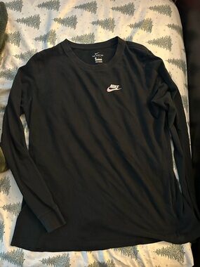 Nike Black Long-Sleeve Tee with Light Pink Swoosh